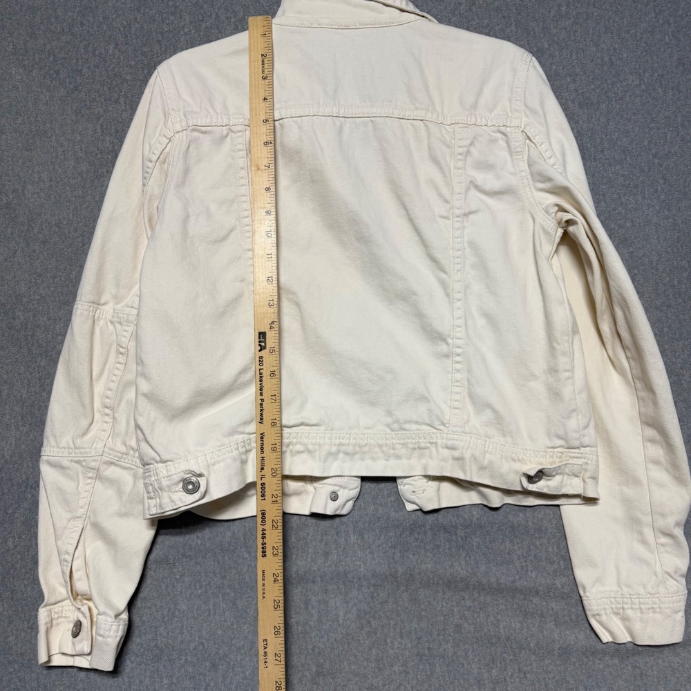 Free People Womens Cream Denim Trucker Jacket Off White Cotton Size Small - Picture 14 of 15